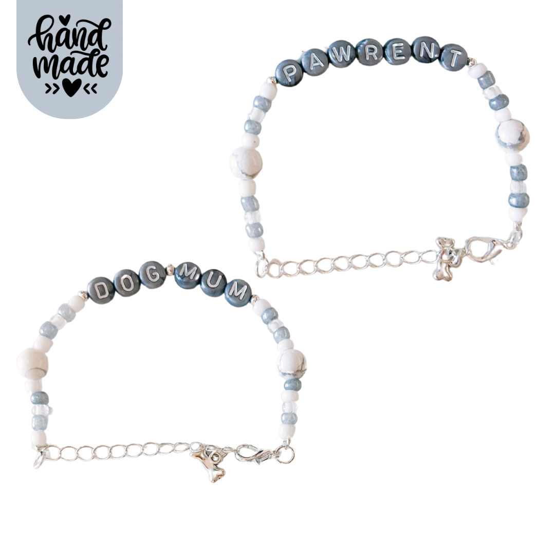 DogMum & Pawrent Bracelet - Grey Marble