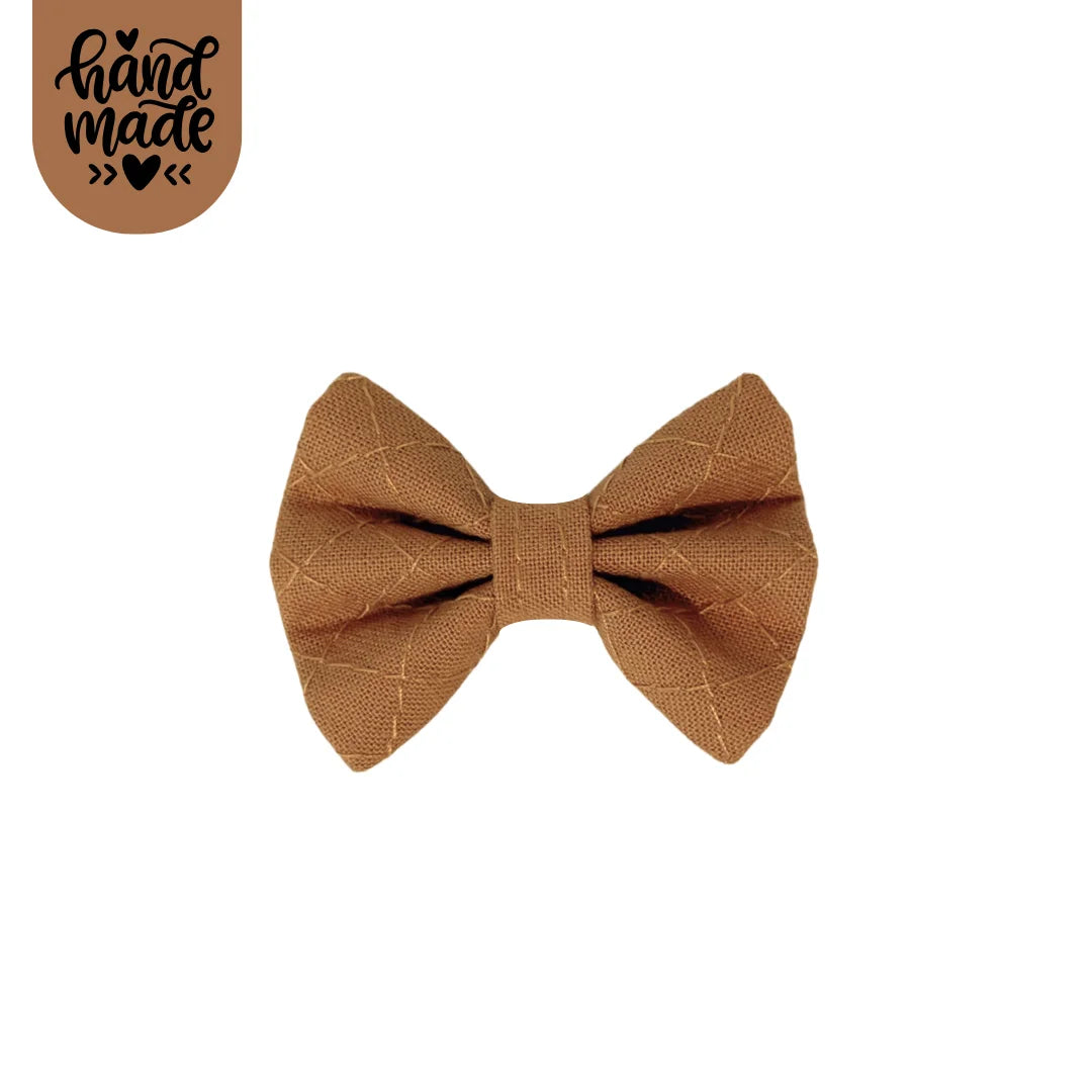 Small Bow Clip - Quilted Caramel