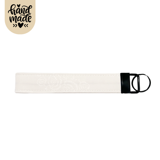 Key Wristlet - White Rose