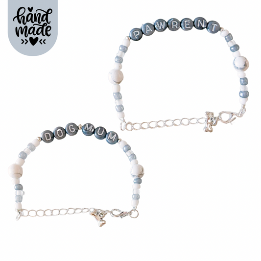 DogMum & Pawrent Bracelet - Grey Marble