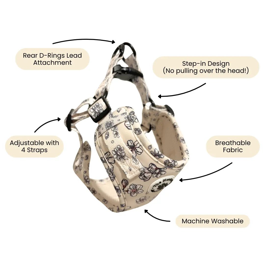 Adjustable Step-in Dog Harness - Blooming Blossom - The Neutral Dog Company