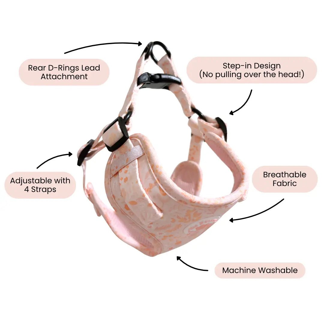 Adjustable Step-in Dog Harness - Floral Dreams - The Neutral Dog Company