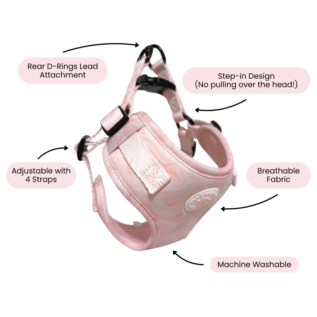 Adjustable Step-in Dog Harness - Strawberry Swirl - The Neutral Dog Company