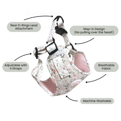 Adjustable Step-in Dog Harness - Wild Rose - The Neutral Dog Company
