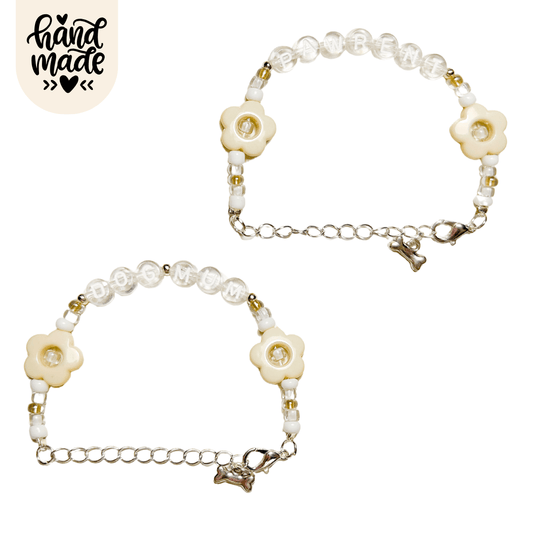 DogMum & Pawrent Bracelet - Beige Flower - The Neutral Dog Company