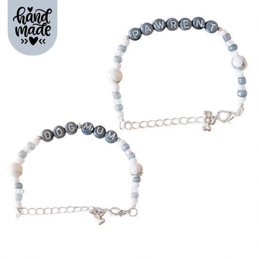 DogMum & Pawrent Bracelet - Grey Marble - The Neutral Dog Company