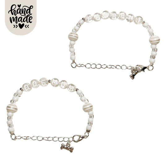 DogMum & Pawrent Bracelet - White Stripe - The Neutral Dog Company