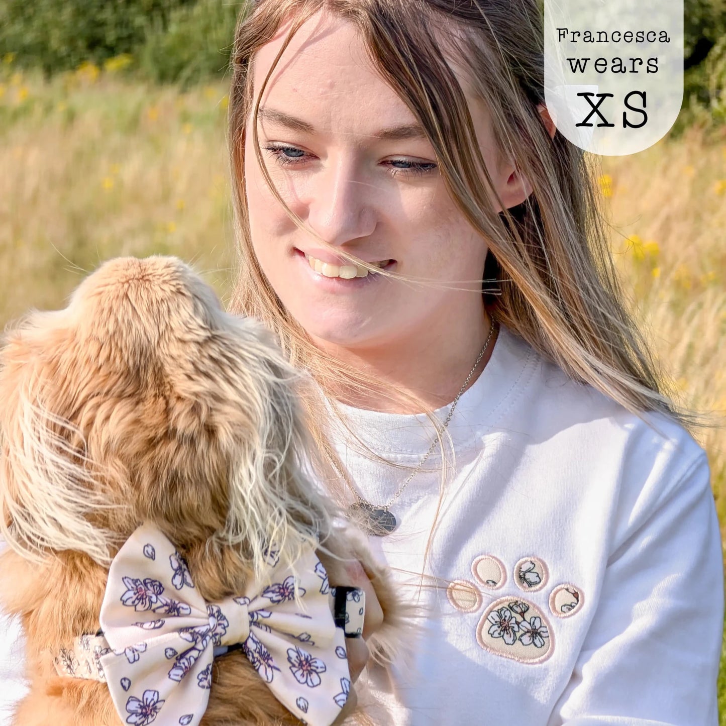 Embroidered Paw Jumper - Blooming Blossom - The Neutral Dog Company