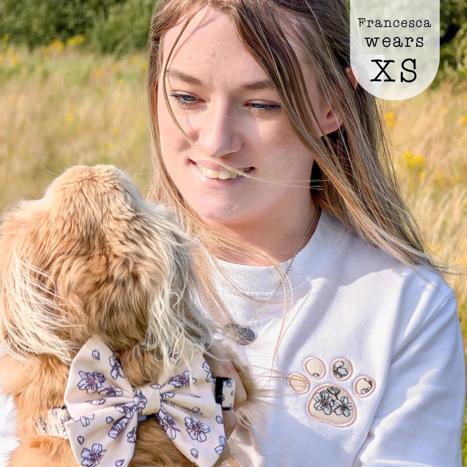 Embroidered Paw Jumper - Blooming Blossom - The Neutral Dog Company