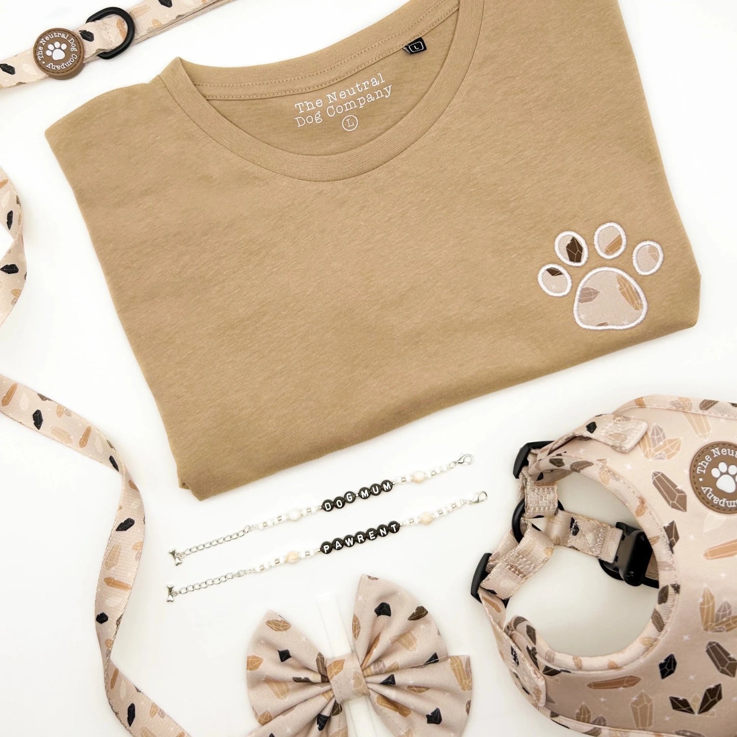 Embroidered Paw T-Shirt - Crystal Couture - The Neutral Dog Company